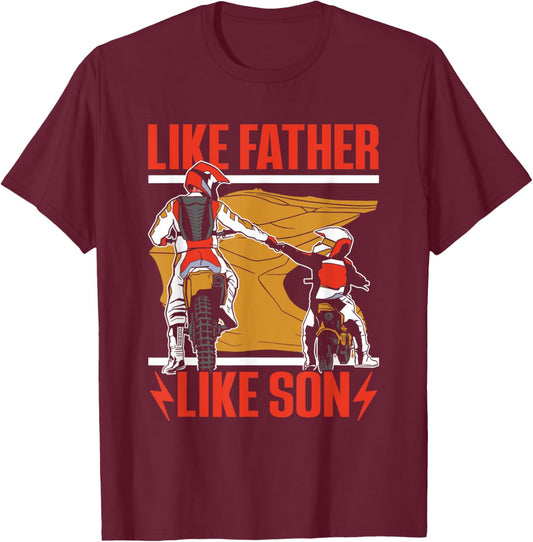 Like Father Like Son Biking Lover Motocross Riding Rider Dad T-Shirt - T-Shirt | Maroon