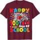 Fire Truck 100 Day of School Apparel for Teachers Boys Girls T-Shirt - T-Shirt | Maroon