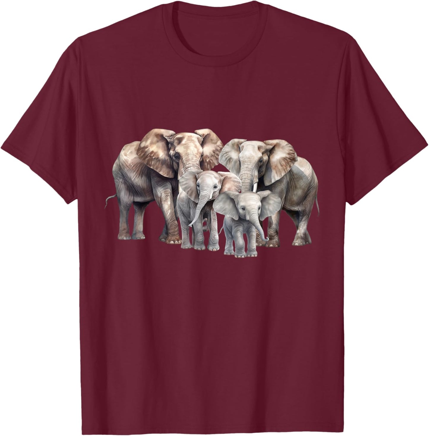Elephant Family Elephant Women Kids Boys Girls T-Shirt - T-Shirt | Maroon