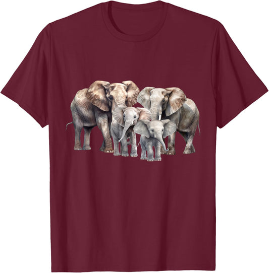 Elephant Family Elephant Women Kids Boys Girls T-Shirt - T-Shirt | Maroon