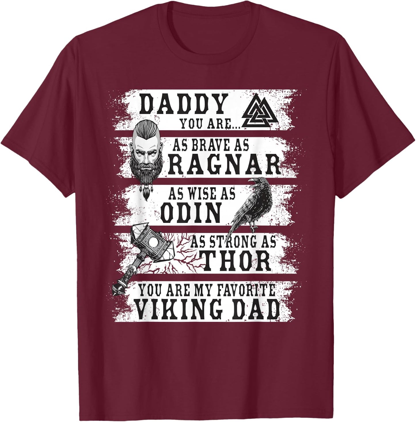 Retro Norse Mythology & Viking Saying - Best Viking Daddy T-Shirt - T-Shirt | Maroon