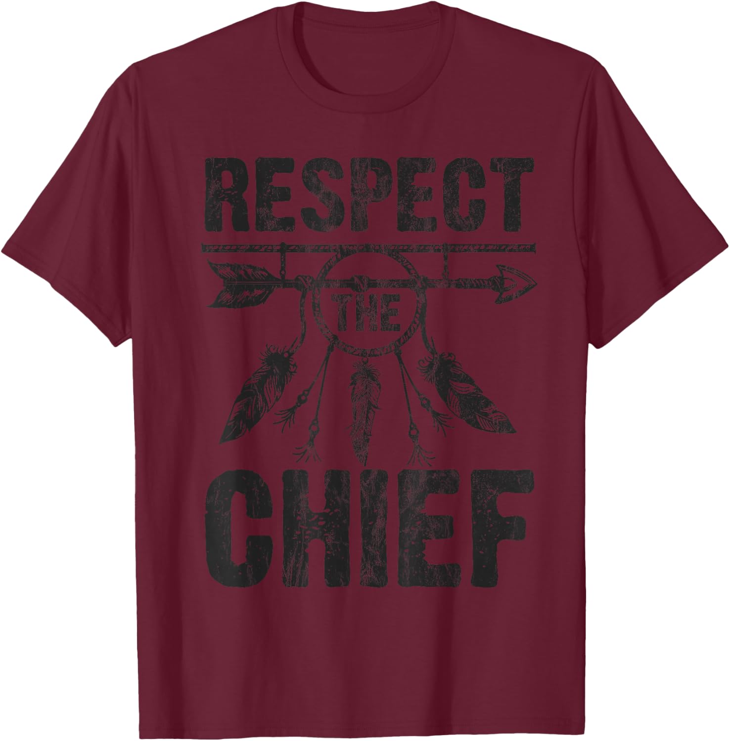 vintage Native American Chief Tribe Feather Headdress T-Shirt - T-Shirt | Maroon