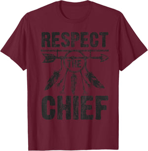 vintage Native American Chief Tribe Feather Headdress T-Shirt - T-Shirt | Maroon