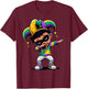 Mardi Gras Dabbing Boy Black Funny Outfit Jester Hat Kids T-Shirt - T-Shirt | Maroon