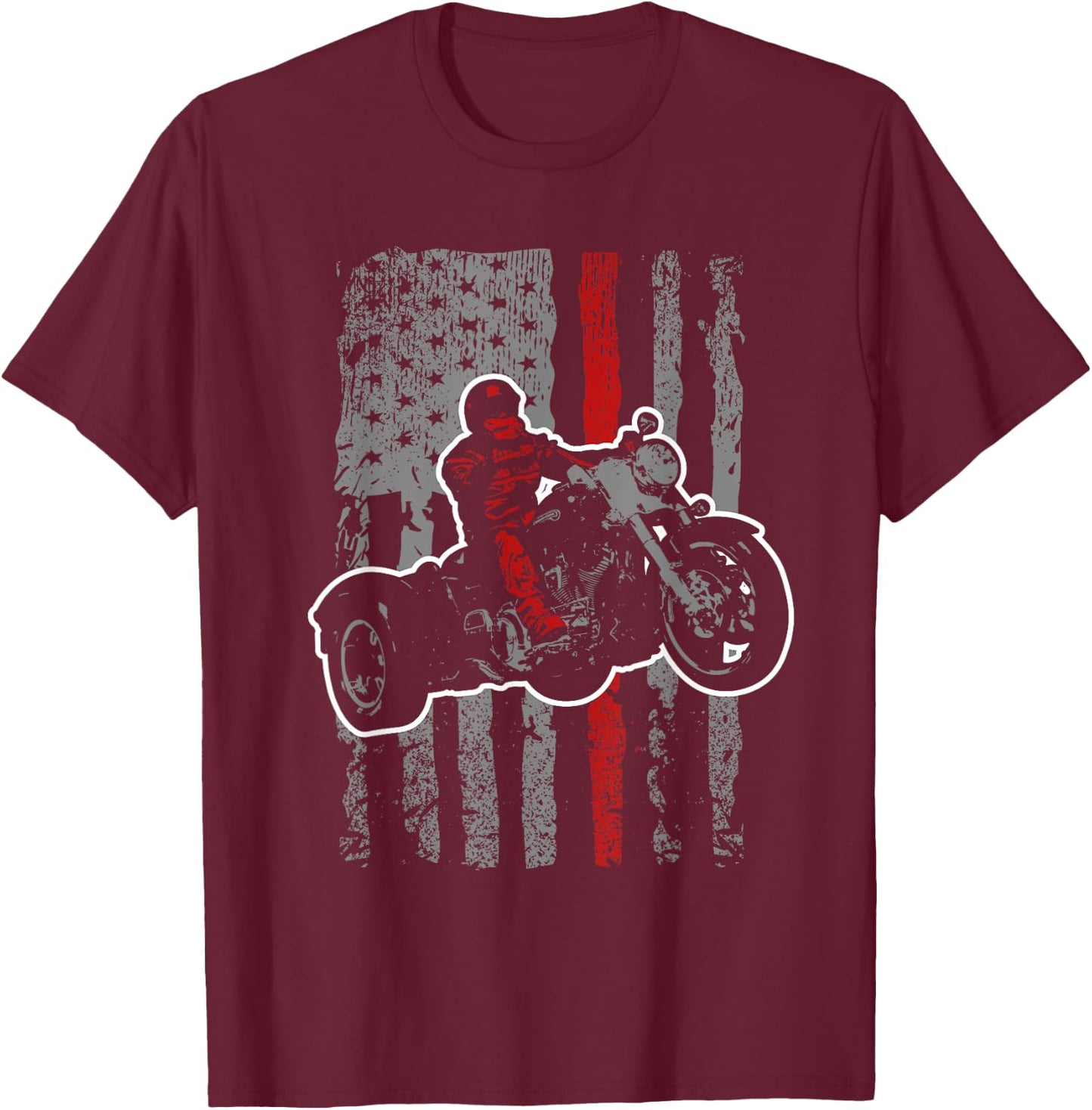 USA Flag Trike Bike Men's Motorcycle Trike Rider Triker T-Shirt - T-Shirt | Maroon