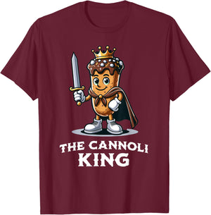Cannoli King Funny Cannoli Lover Italian Desert Illustration T-Shirt - T-Shirt | Maroon