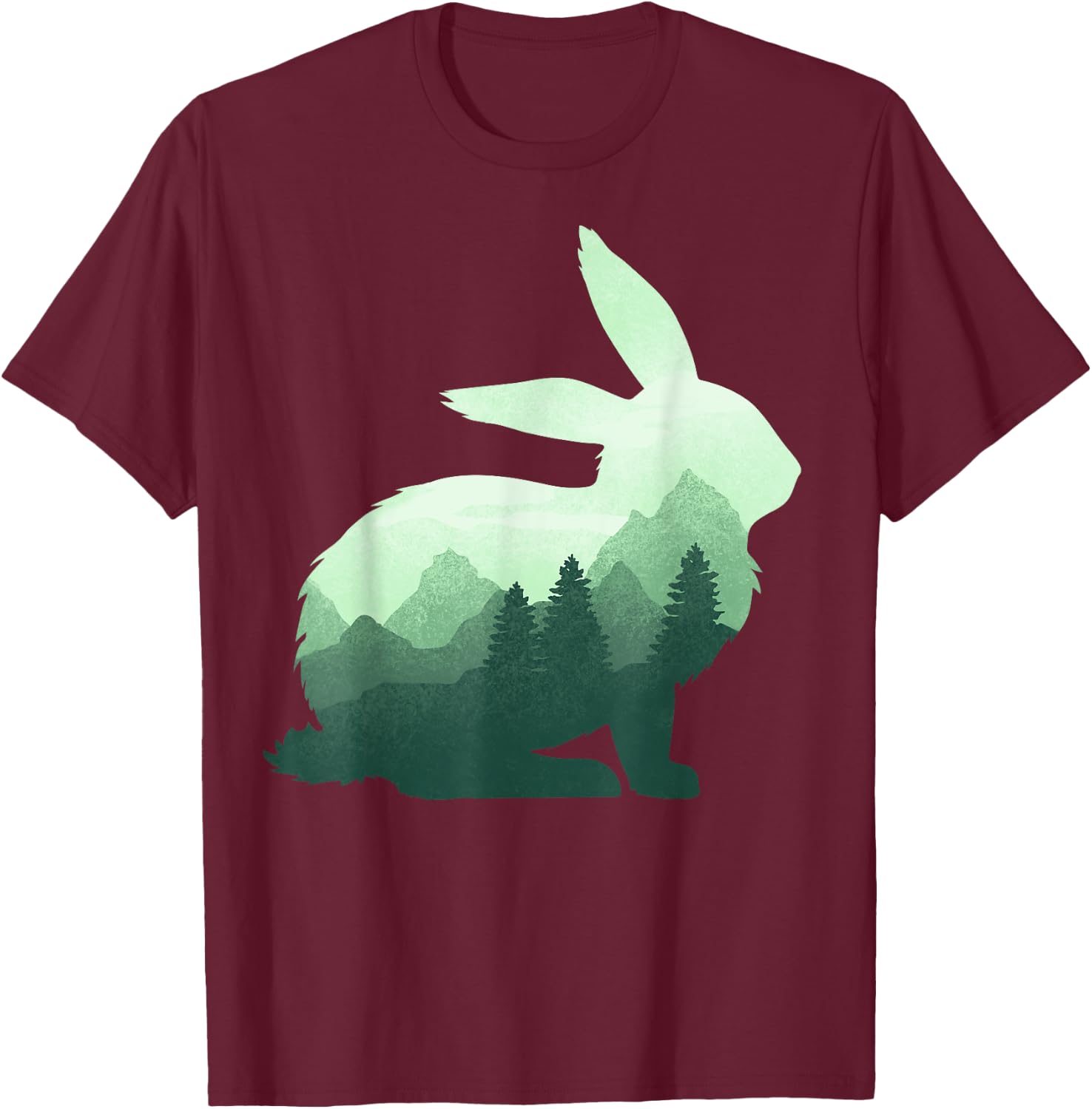 Rabbit Bunny Hare Double Exposure Surreal Wildlife Animal T-Shirt - T-Shirt | Maroon