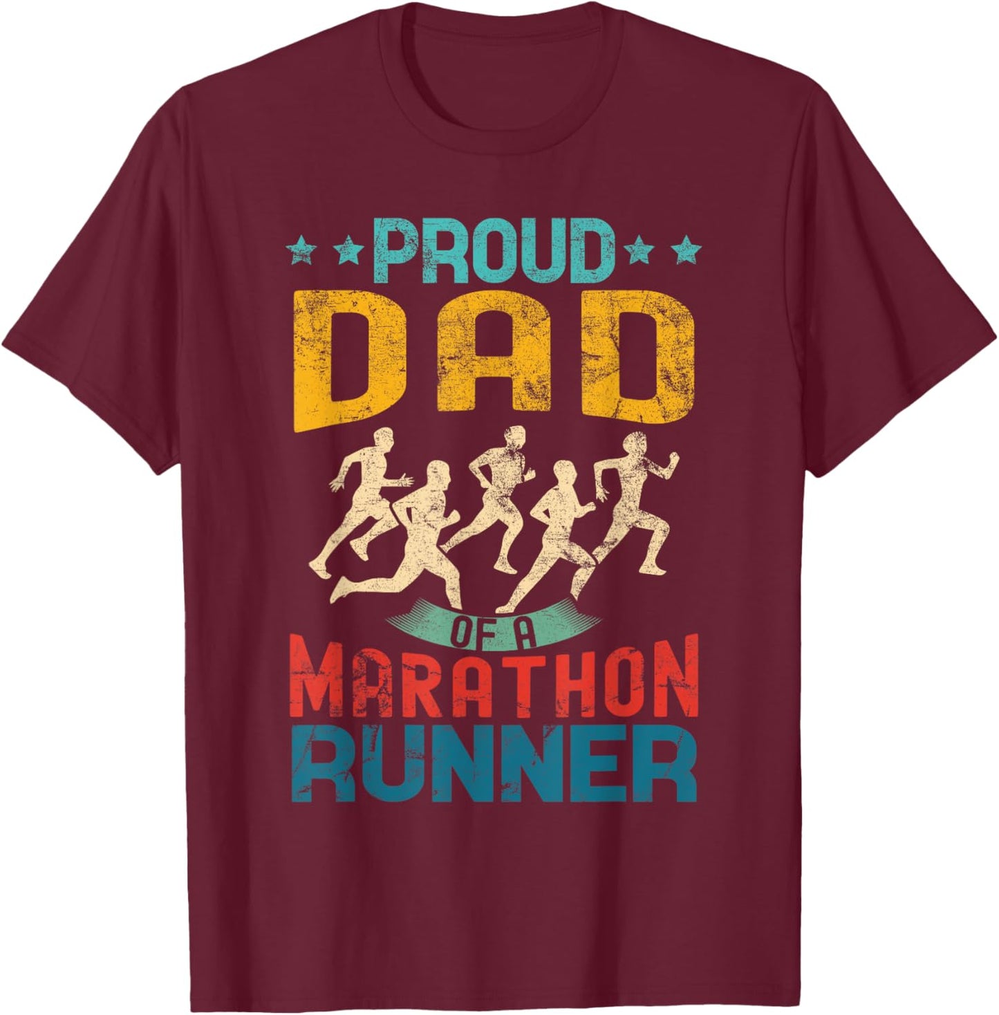 Proud Dad of a marathon runner matching family vintage T-Shirt - T-Shirt | Maroon
