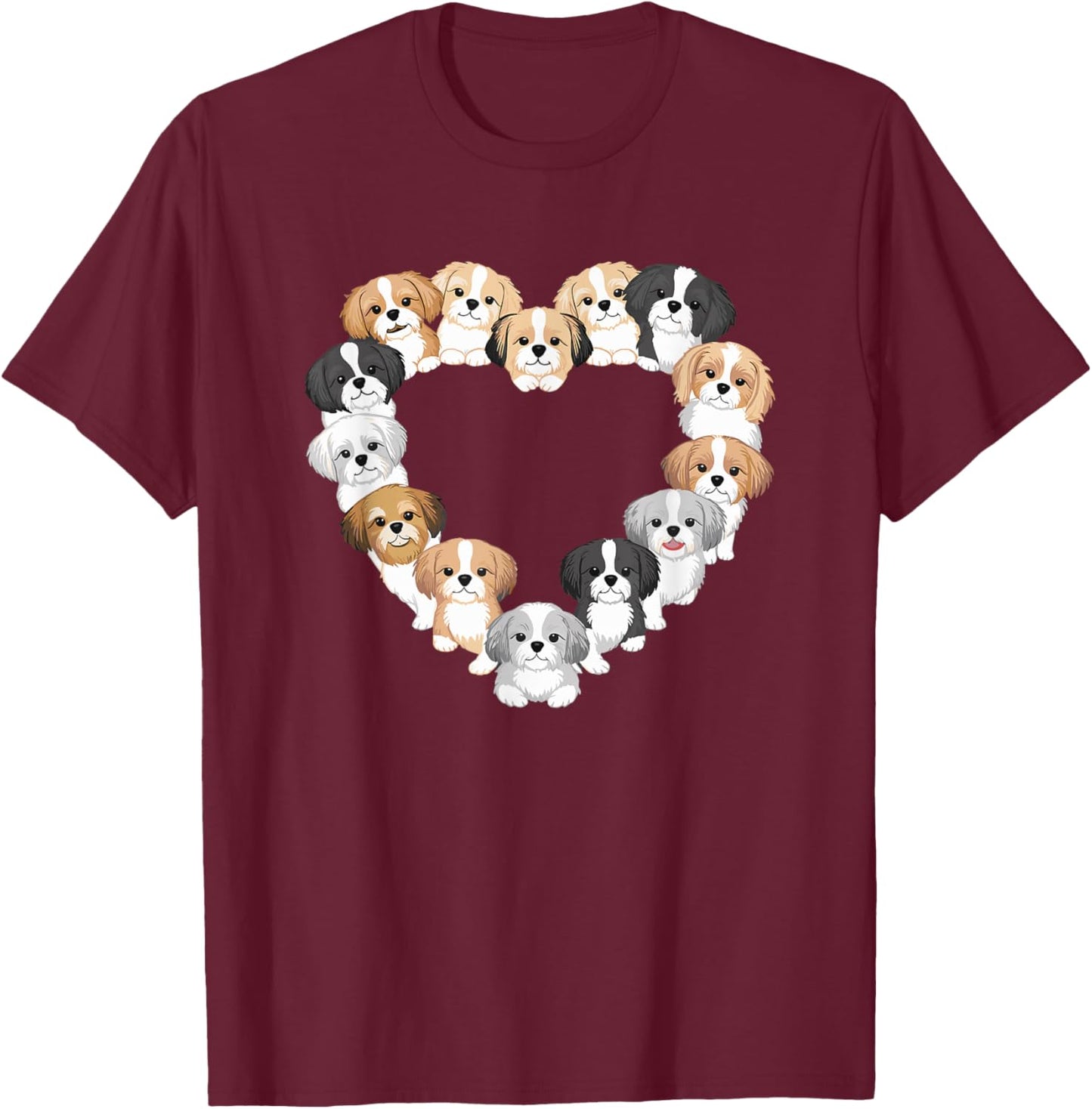 Heart Shih Tzu Dog Shih Tzus T-Shirt - T-Shirt | Maroon