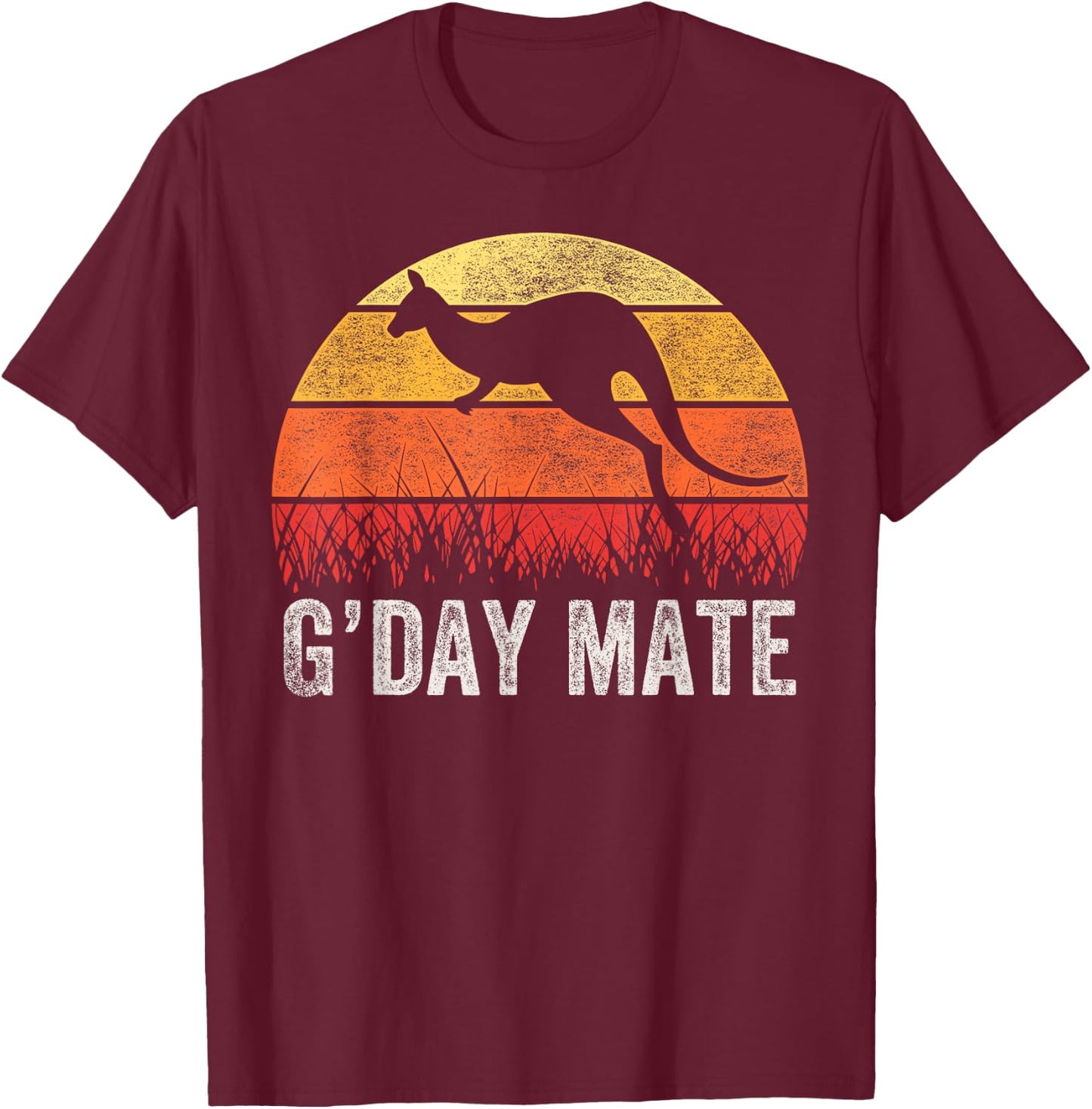 Australia G'Day Mate Shirt Funny Kangaroo Australian Vintage T-Shirt - T-Shirt | Maroon