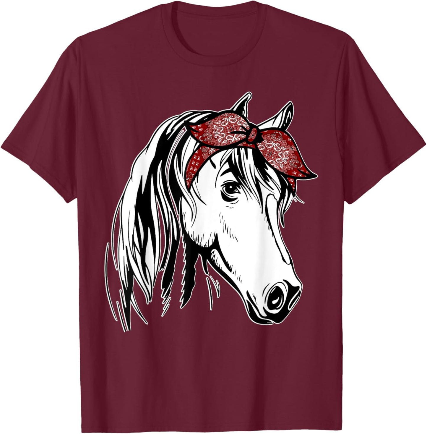Horse Bandana for Equestrian Horseback Riding Horse Lover T-Shirt - T-Shirt | Maroon