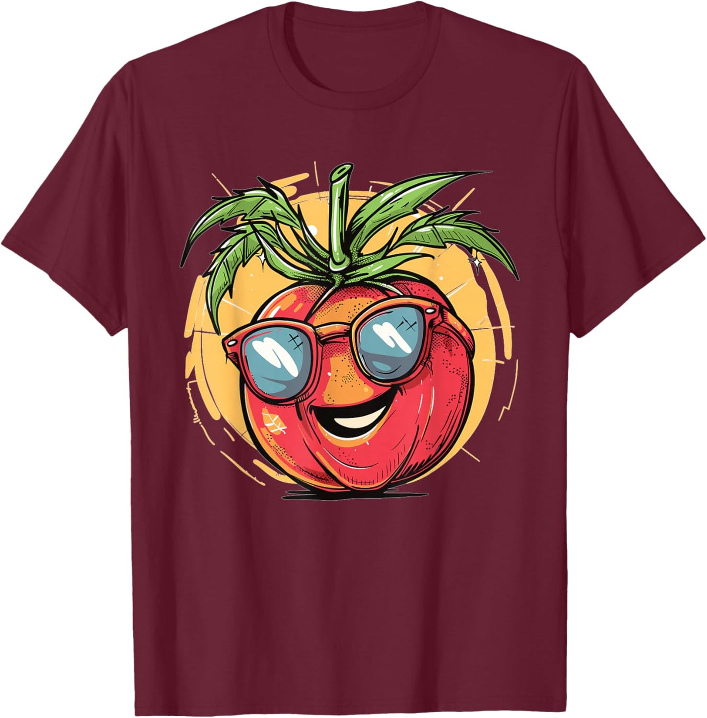 Cute Tomato With Sunglasses I Tomato T-Shirt - T-Shirt | Maroon
