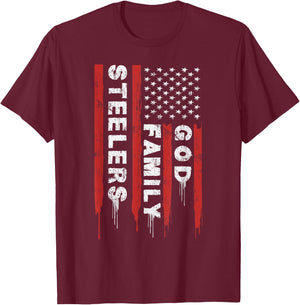 This Pro Us Flag God Family Steelers T-Shirt - T-Shirt | Maroon