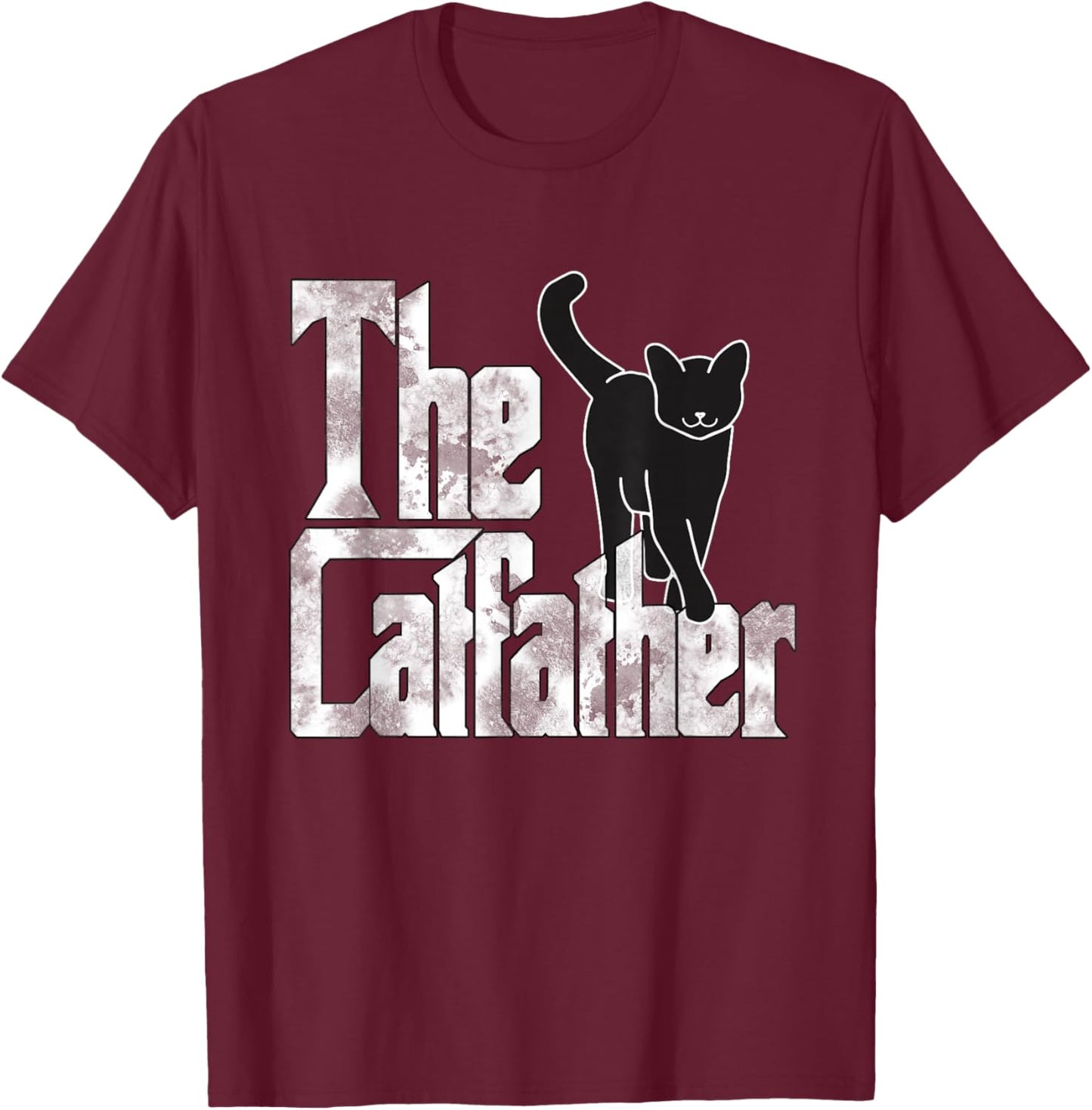 The Catfather Black Cat Father Mafia Whiskers Male Daddy T-Shirt - T-Shirt | Maroon