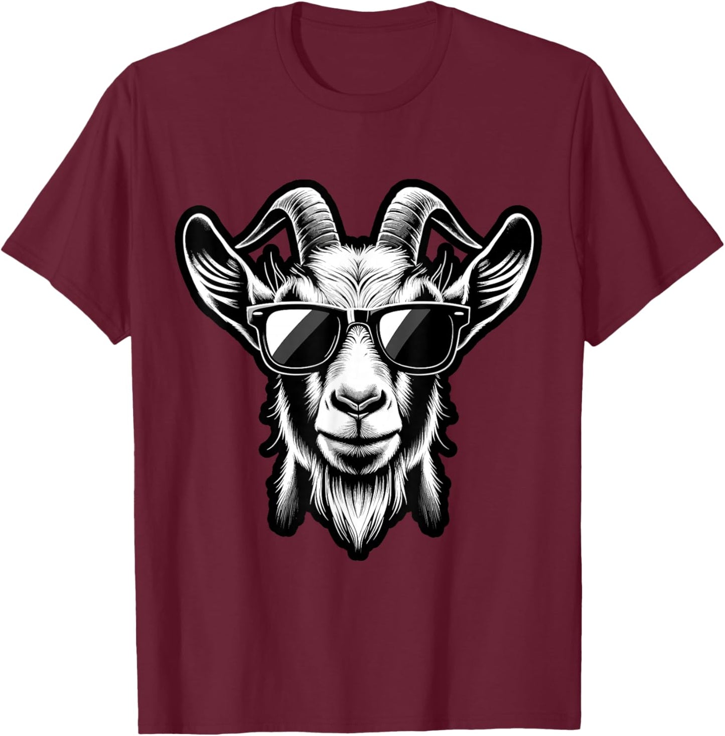 Cool Goat with Sunglasses T-Shirt - T-Shirt | Maroon