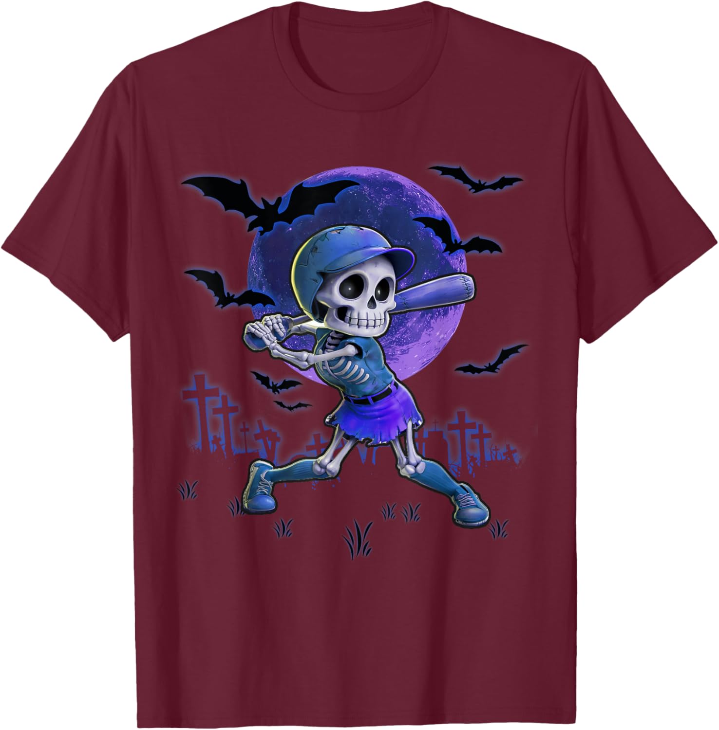 Softball Halloween Spooky Season Trick or Treating T-Shirt - T-Shirt | Maroon
