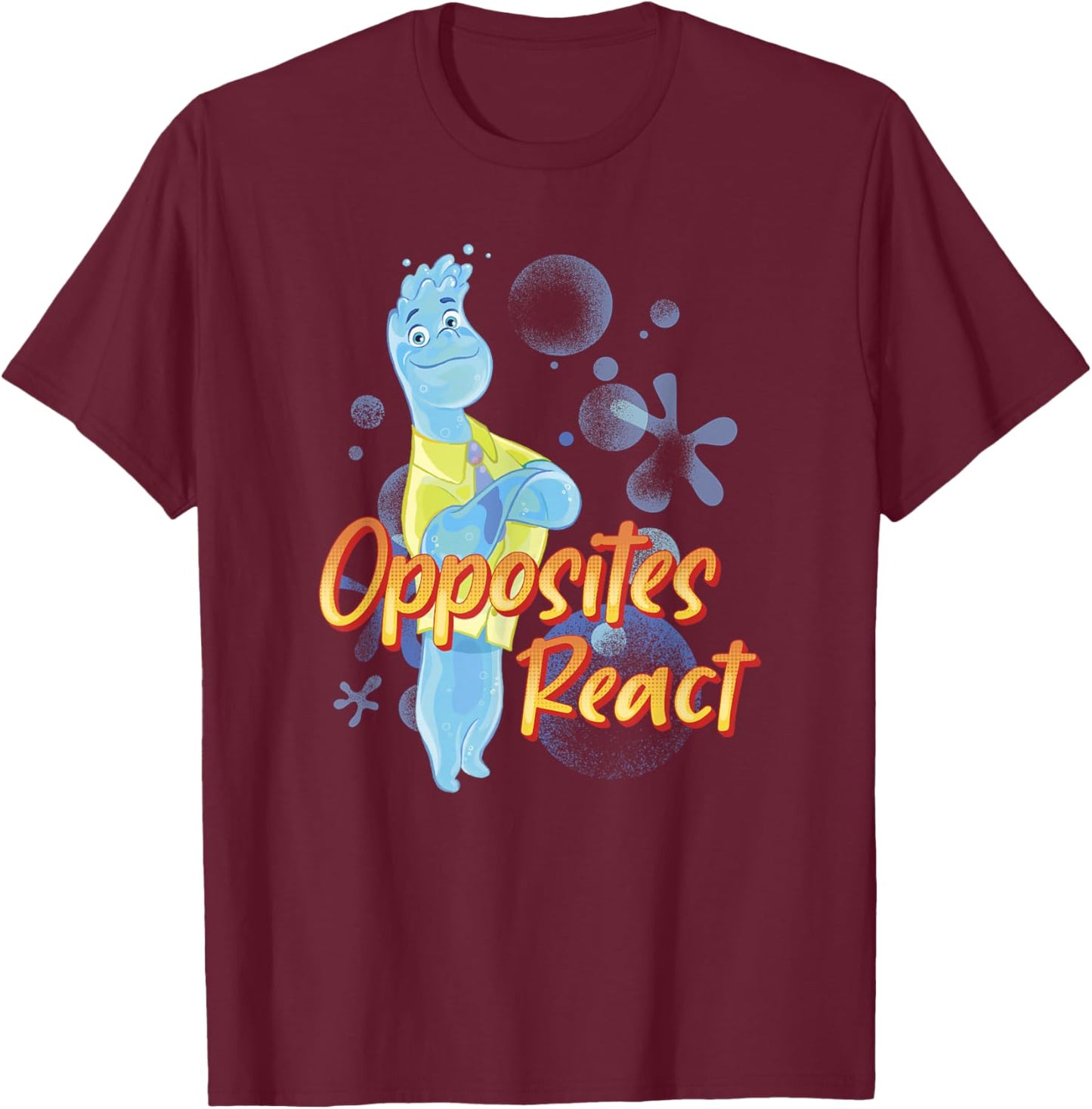 Disney Pixar Elemental Opposites React Wade Poster T-Shirt - T-Shirt | Maroon