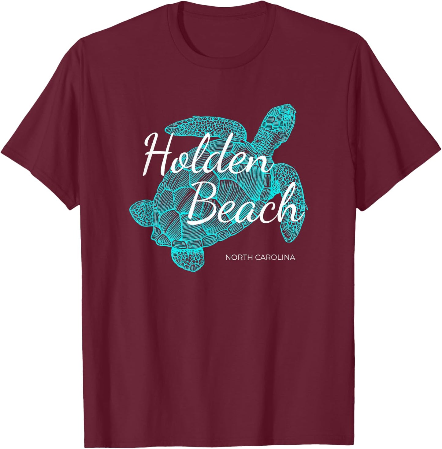 Holden Beach North Carolina Vacation With A Turtle Graphic T-Shirt - T-Shirt | Maroon