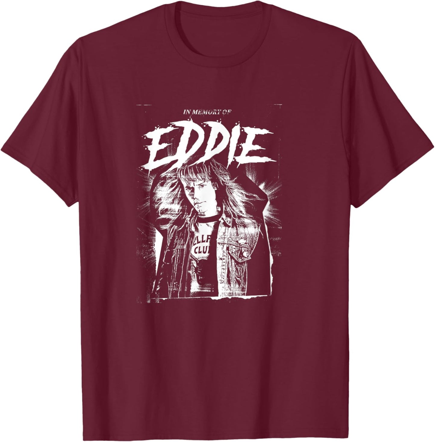 Stranger Things Hellfire Club Eddie Munson Memory T-Shirt - T-Shirt | Maroon