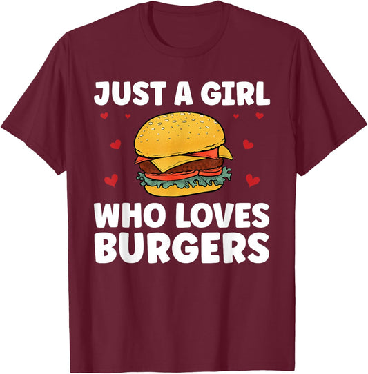 Funny Burger Art For Girl Women Hamburger Cheeseburger Lover T-Shirt - T-Shirt | Maroon