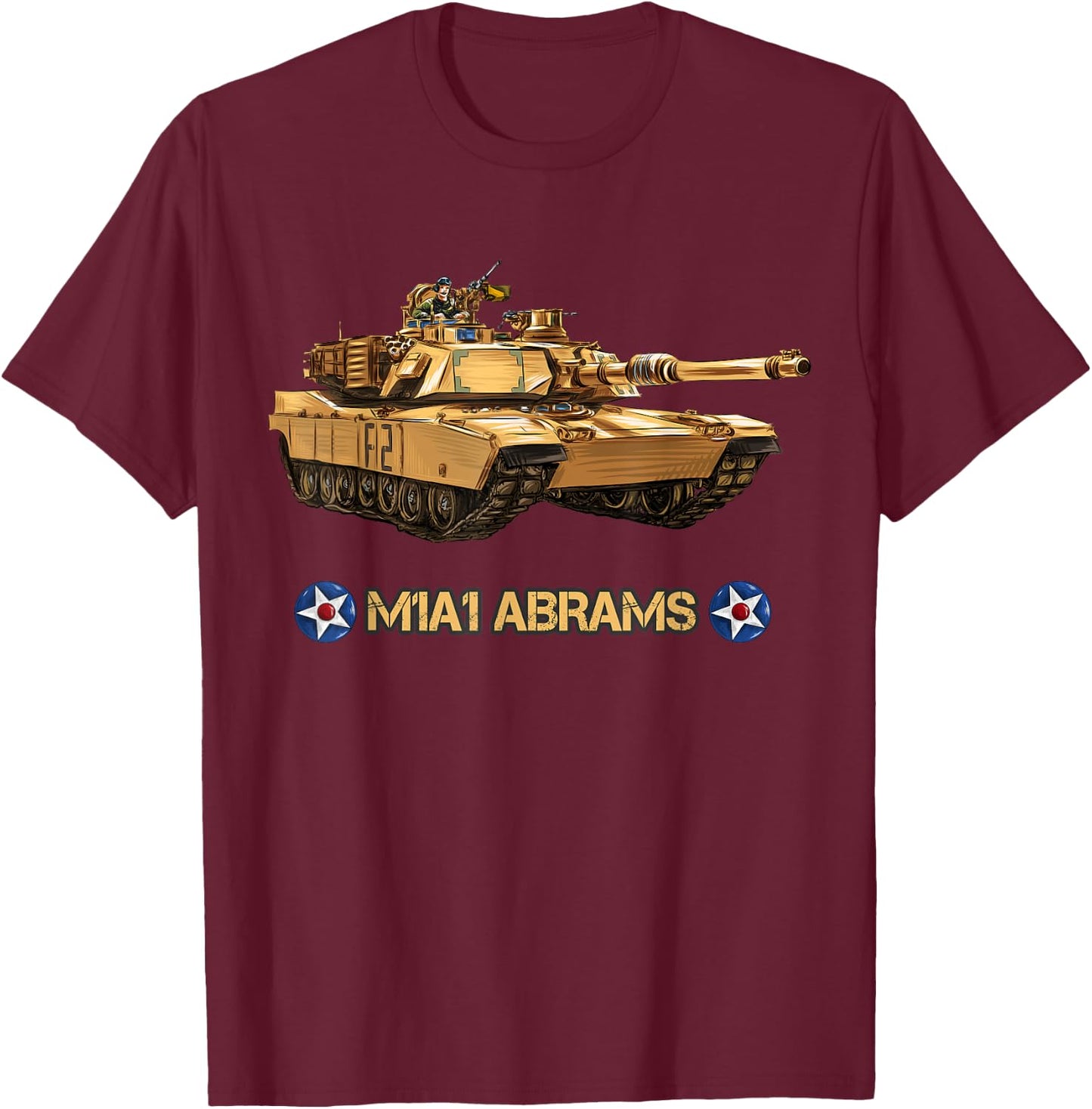 Vintage United States US Military Abrams Main Battle Tank T-Shirt - T-Shirt | Maroon