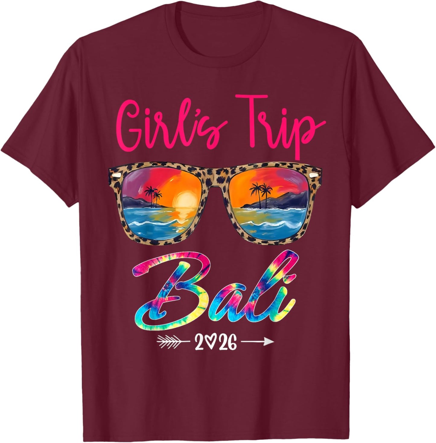 Girls Trip Bali 2026 Girls Weekend Summer Vacation Party T-Shirt - T-Shirt | Maroon