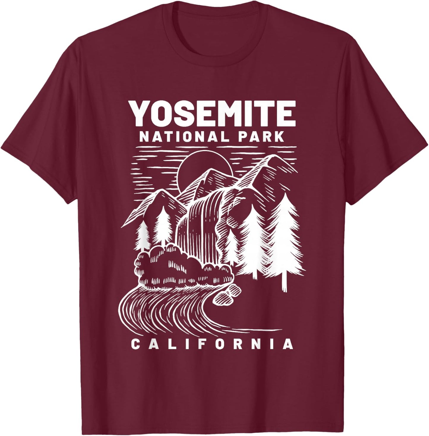 Yosemite National Park California Hiker T-Shirt - T-Shirt | Maroon