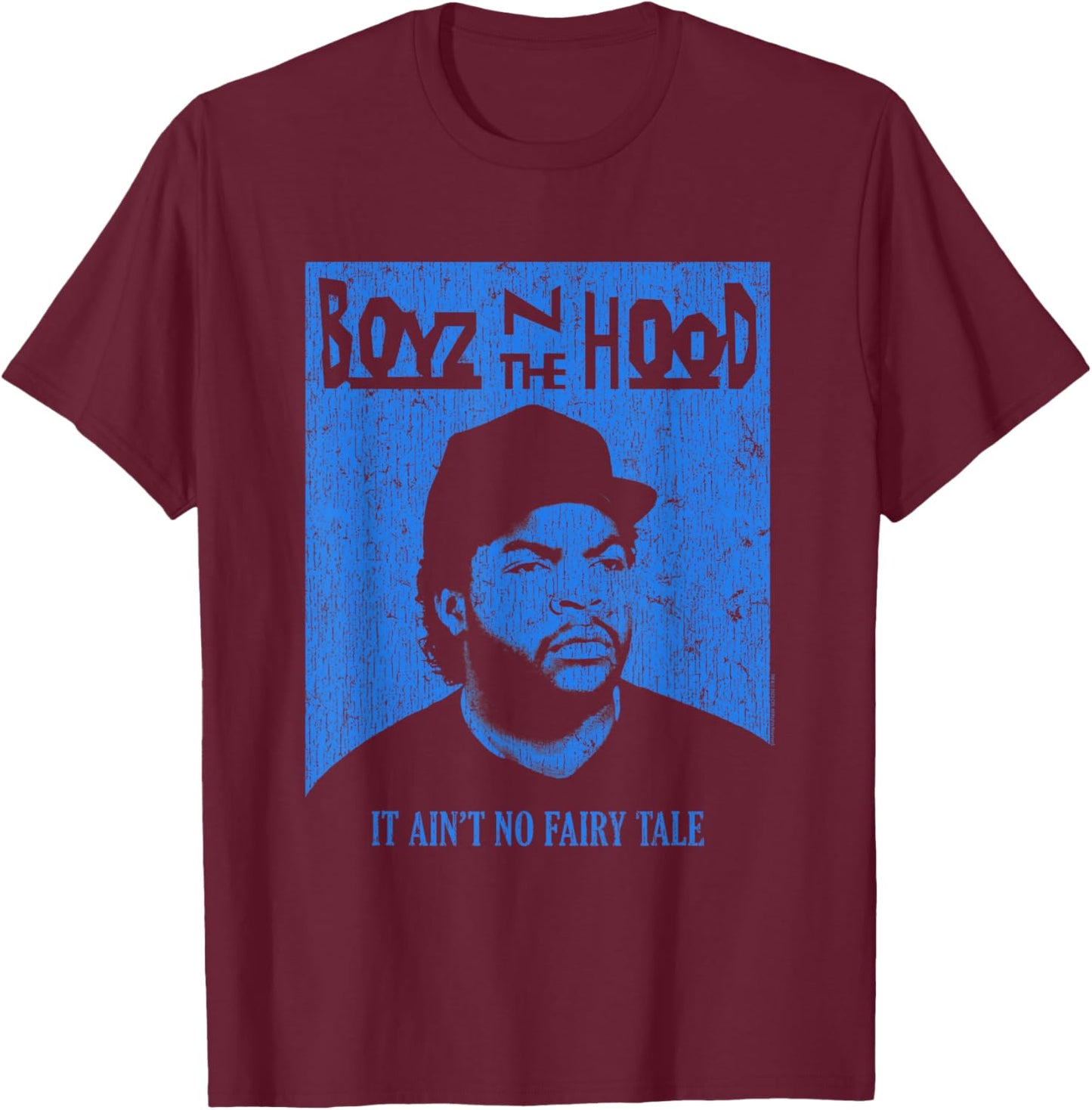 Boyz n The Hood Doughboy Blue Rectangle T-Shirt - T-Shirt | Maroon
