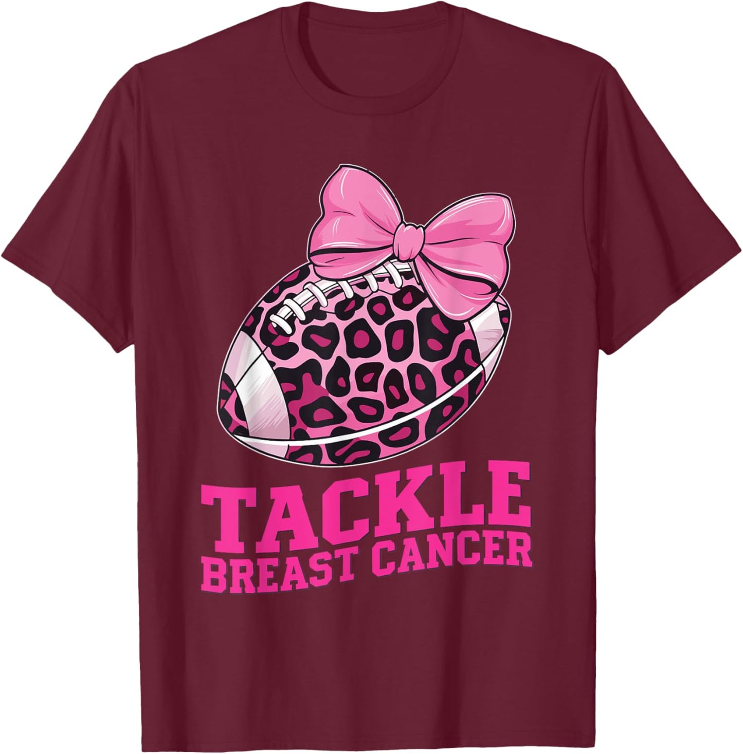 Tackle Breast Cancer Awareness American Football Women Kids T-Shirt - T-Shirt | Maroon