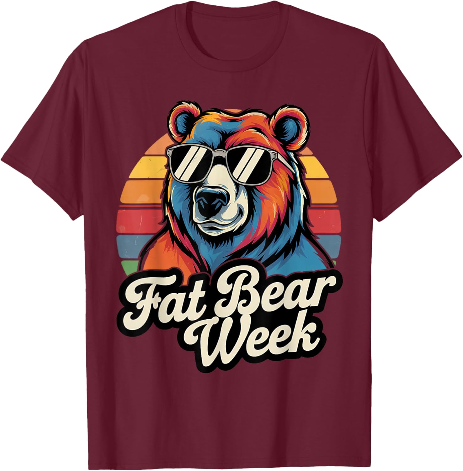Fat Bear Week Retro Bear Sunglasses Nature Lovers T-Shirt - T-Shirt | Maroon