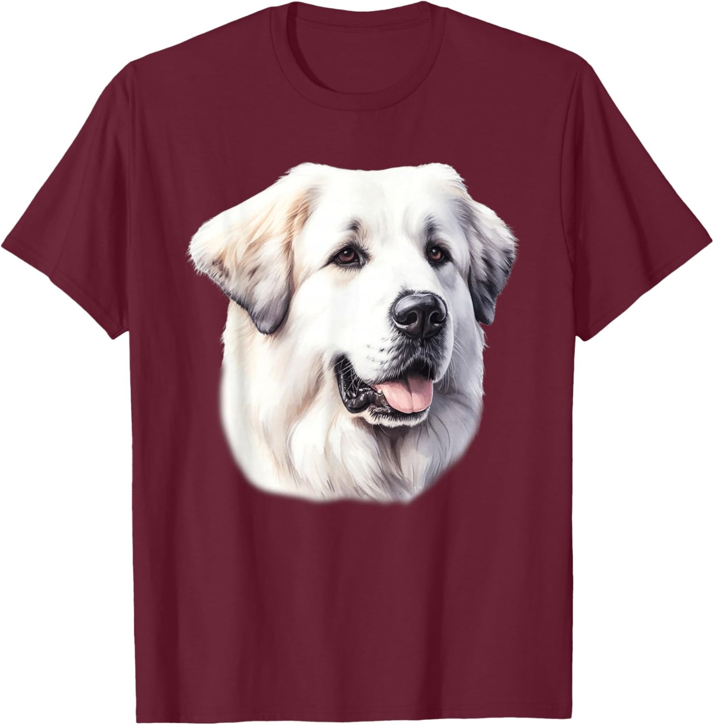 Great Pyrenees Portrait T-Shirt - T-Shirt | Maroon