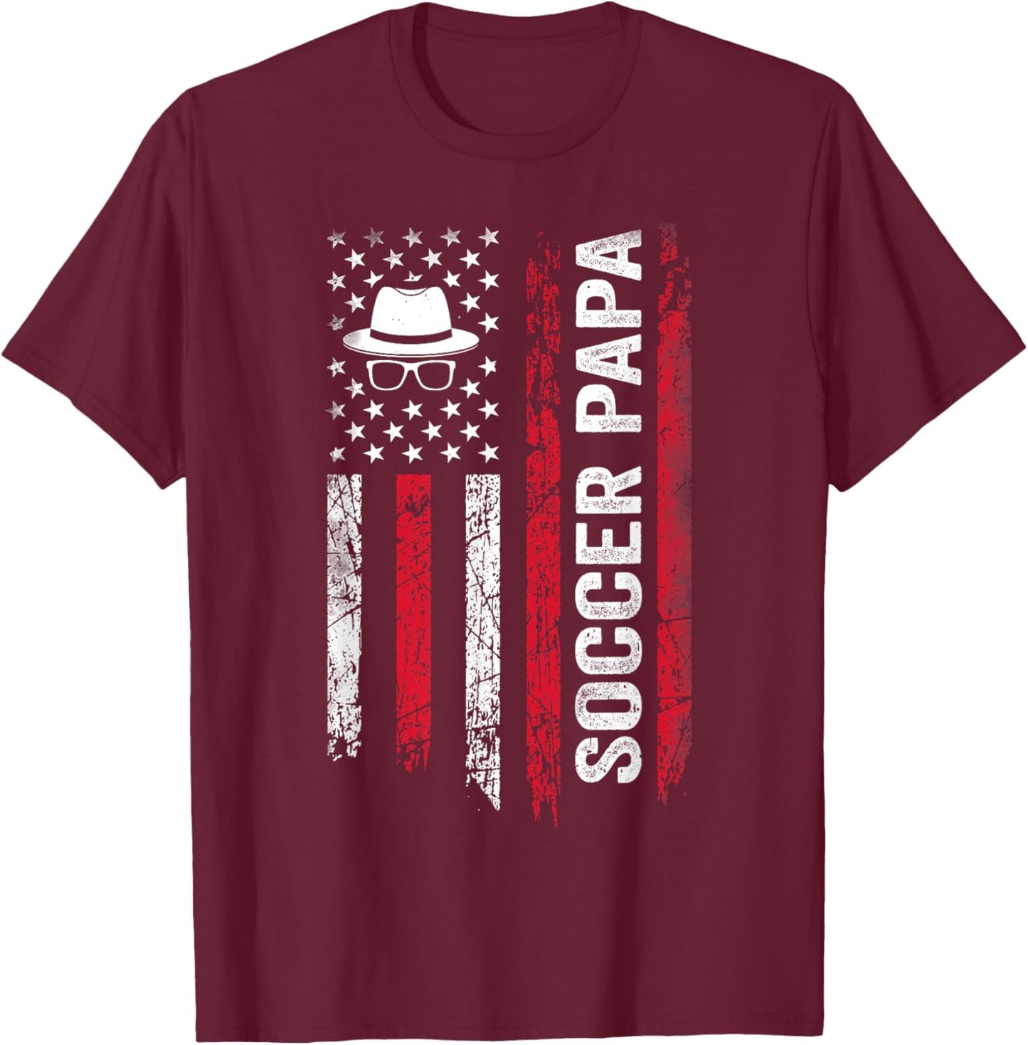 Soccer Papa - American Flag Football Player Fathers Day Dad T-Shirt - T-Shirt | Maroon