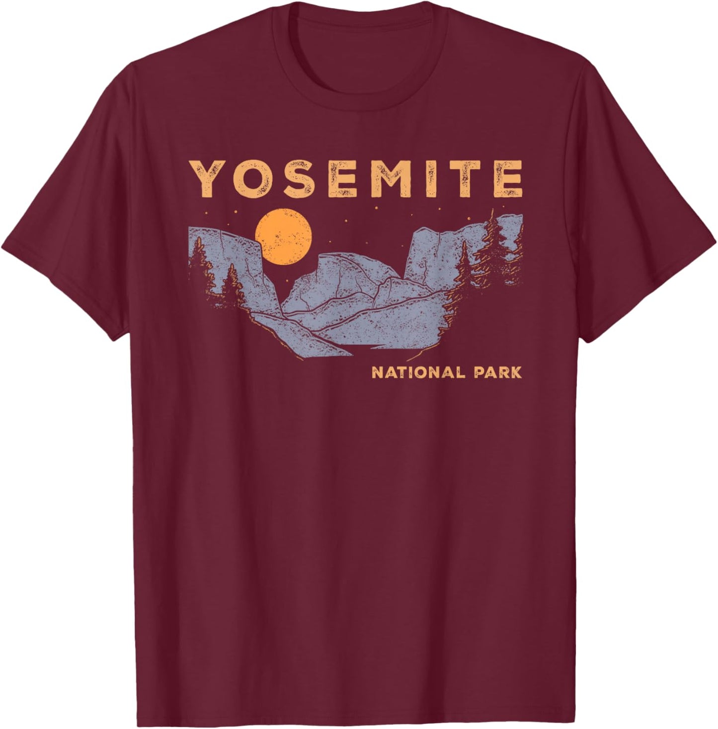 Retro Yosemite Half-Dome National Park Vintage T-Shirt - T-Shirt | Maroon