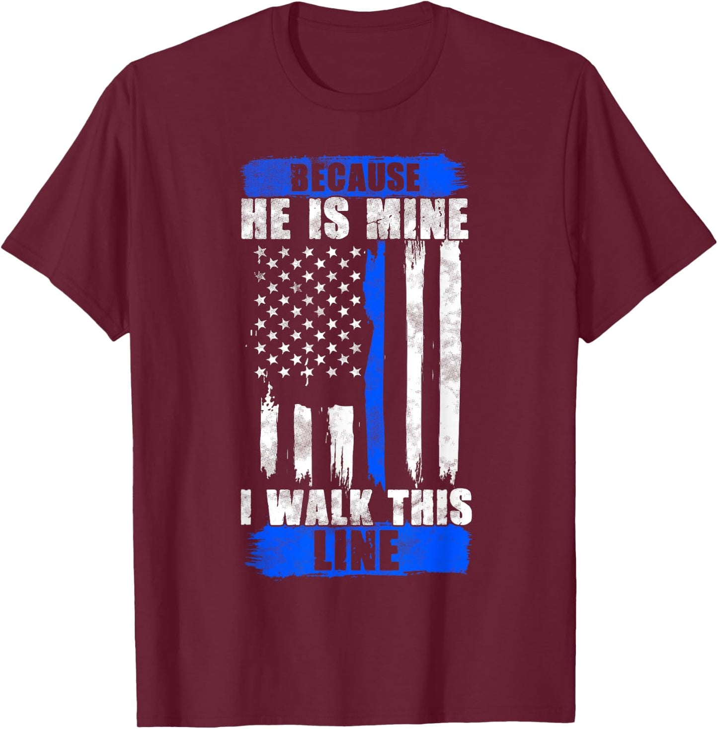 Police Wife Shirt Thin Blue Line Gift Police Girlfriend T-Shirt - T-Shirt | Maroon