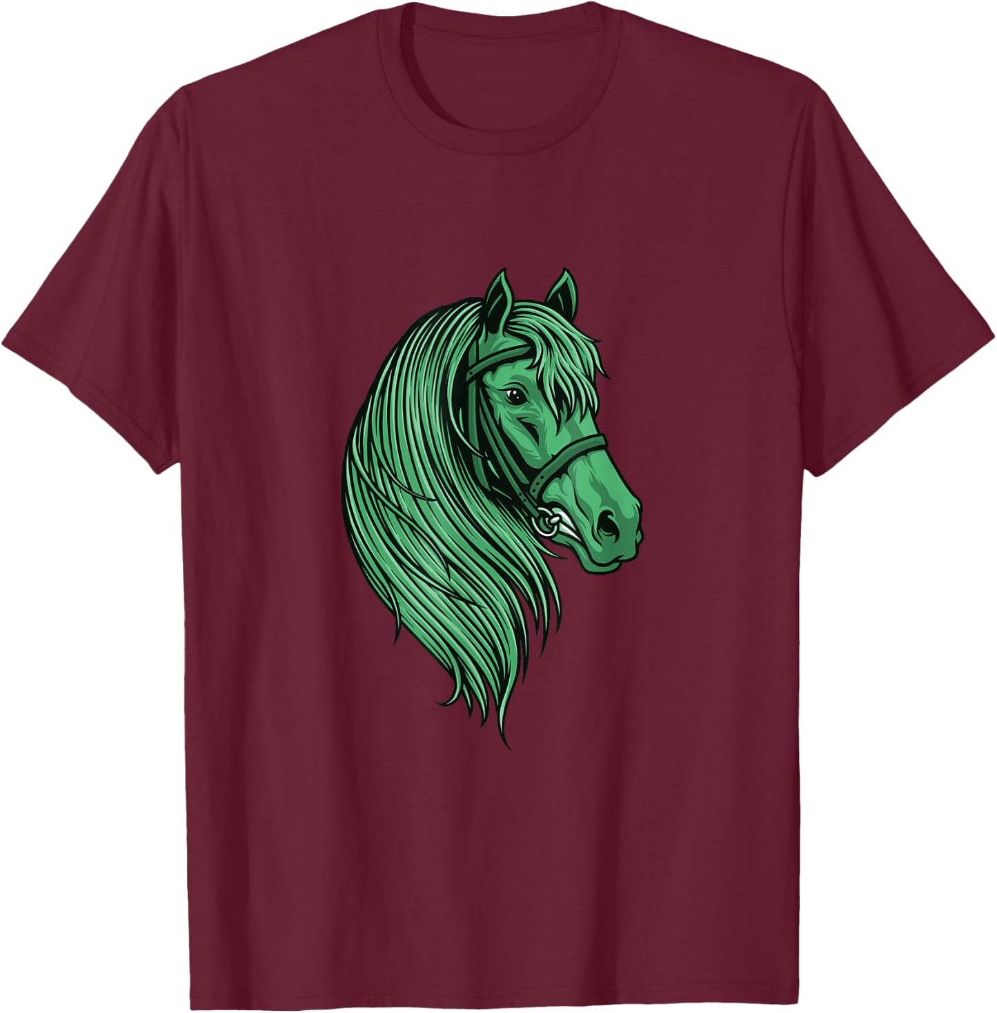 Green Horse T-Shirt - T-Shirt | Maroon
