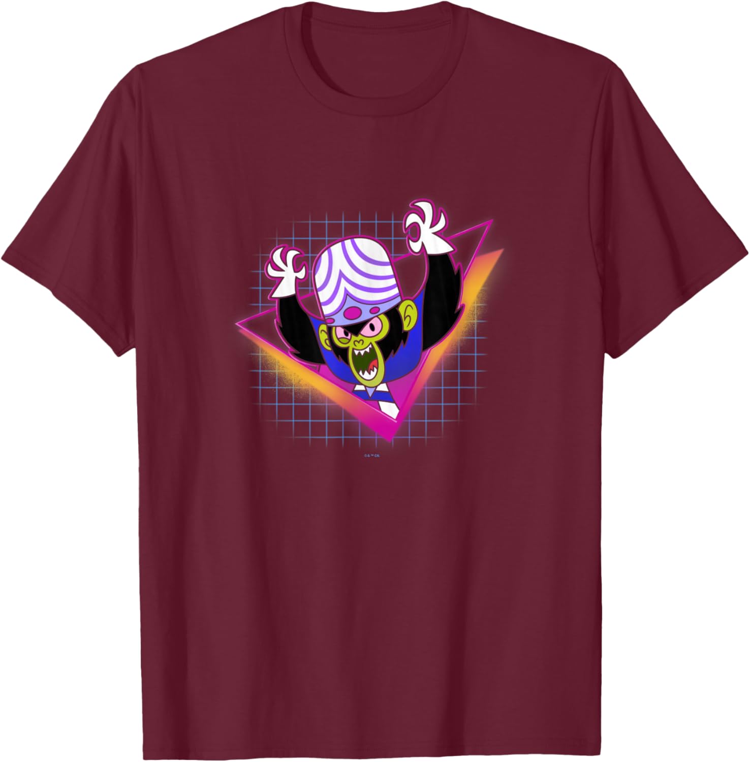 Power Puff Girls Mojo JoJo Evil Laughter Retro Logo T-Shirt - T-Shirt | Maroon