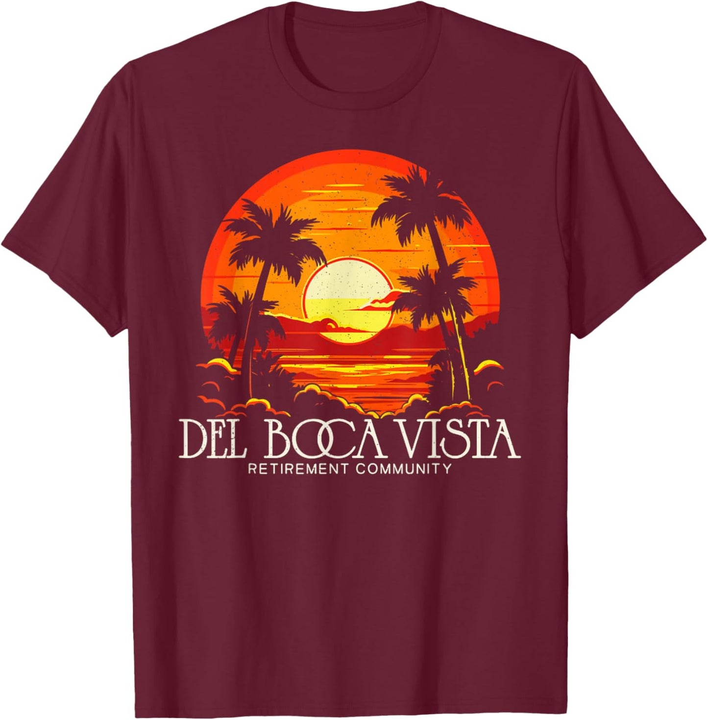 Retro Del Boca Vista Del Boca Vista 90s Sunset T-Shirt - T-Shirt | Maroon