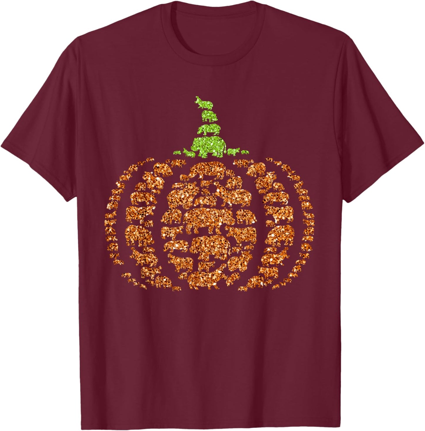 Group Hippos Pumpkin Cute Shape Halloween Thanksgiving T-Shirt - T-Shirt | Maroon