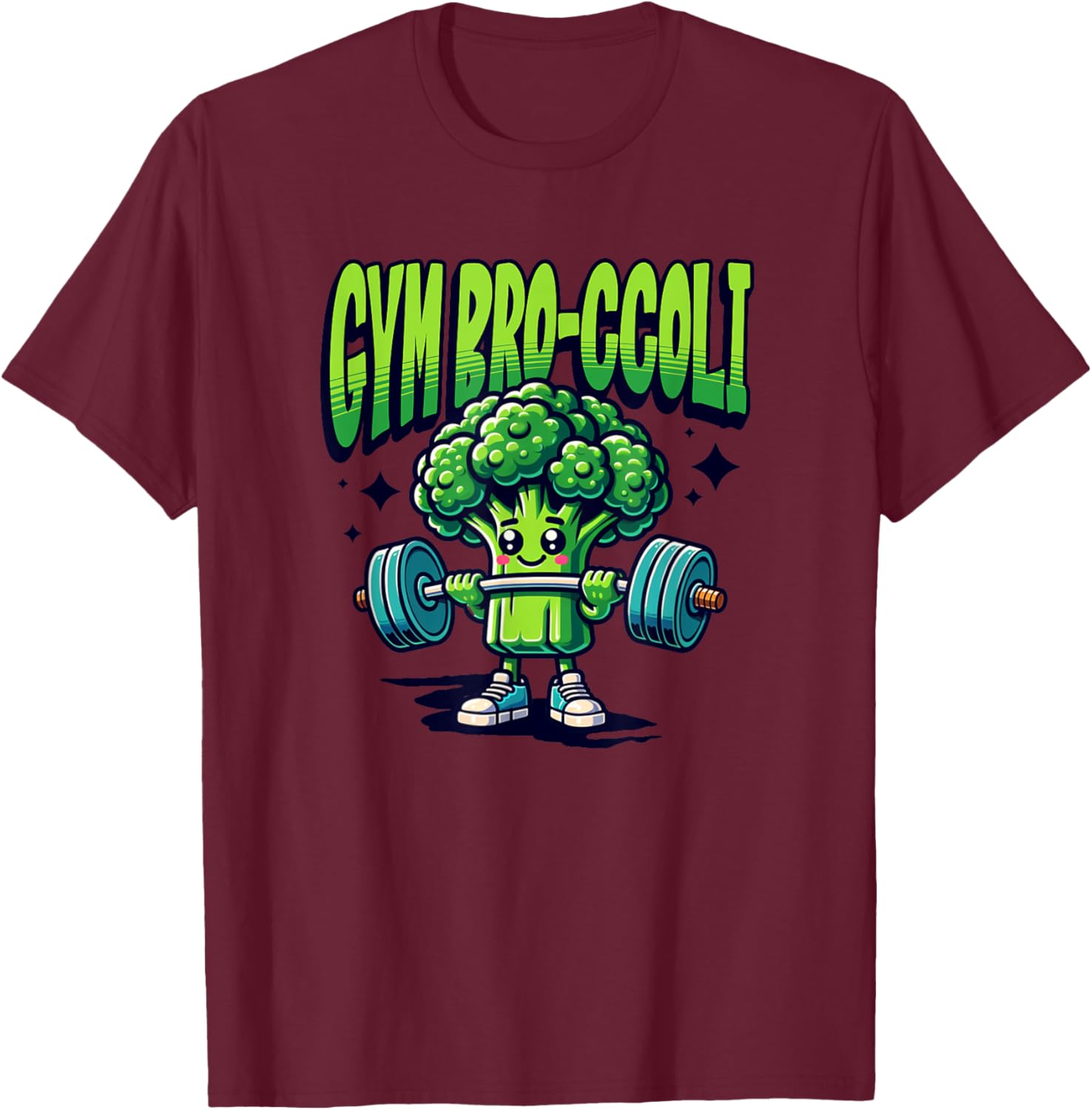 Gym Bro Broccoli Weight Lifting Bodybuilding Fitness T-Shirt - T-Shirt | Maroon