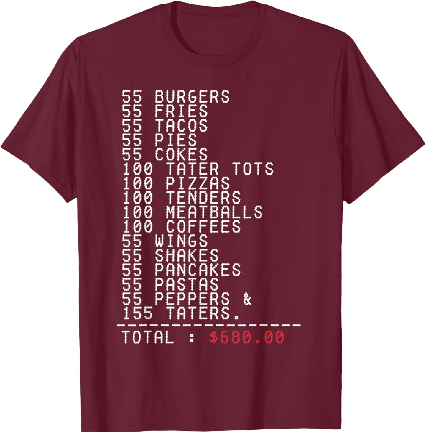55 Burgers 55 Fries I Think You Should Leave Funny T-Shirt - T-Shirt | Maroon