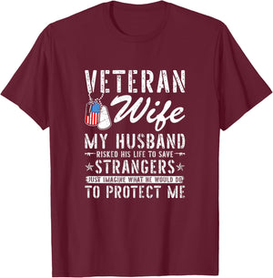 Veteran Wife US Veteran Army Husband Soldier T-Shirt - T-Shirt | Maroon