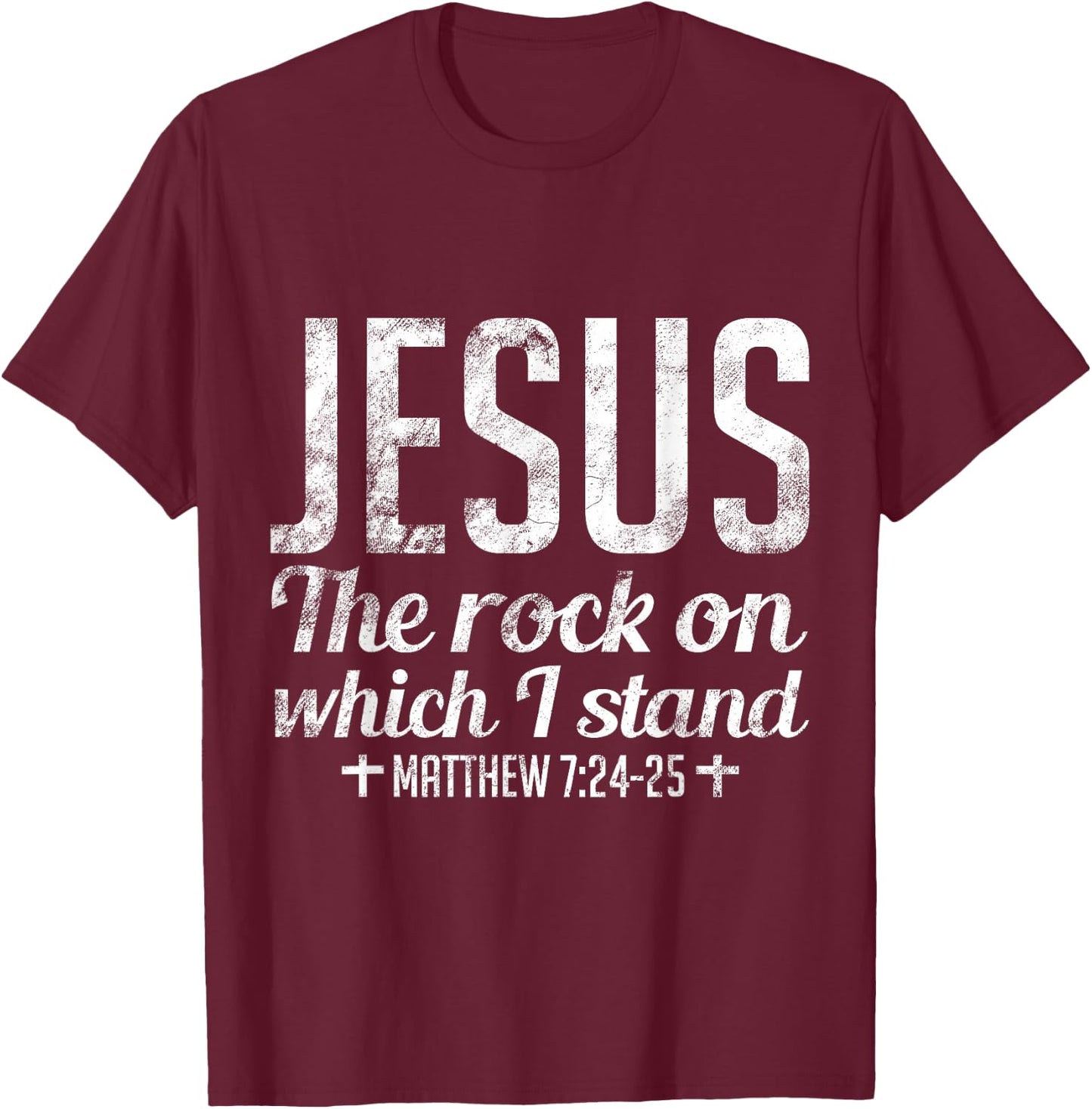 Christian Jesus Rock Band Matthew 7:24, Retro Vintage T-Shirt - T-Shirt | Maroon