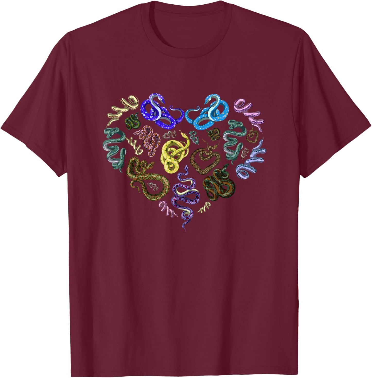 Wild Animal Reptile Valentines Day Gift Predator Heart Snake T-Shirt - T-Shirt | Maroon