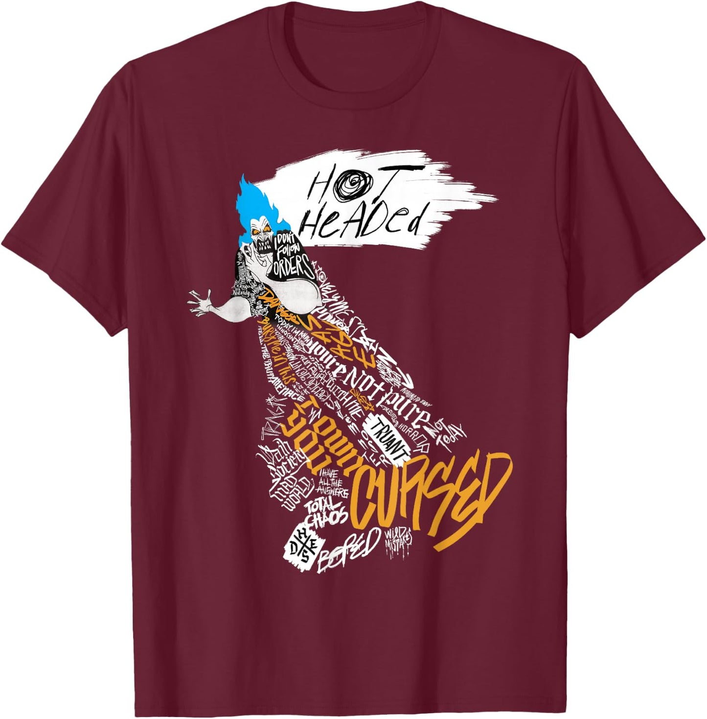 Disney Villains Hades Hot Headed Word Fill Graphic T-Shirt - T-Shirt | Maroon