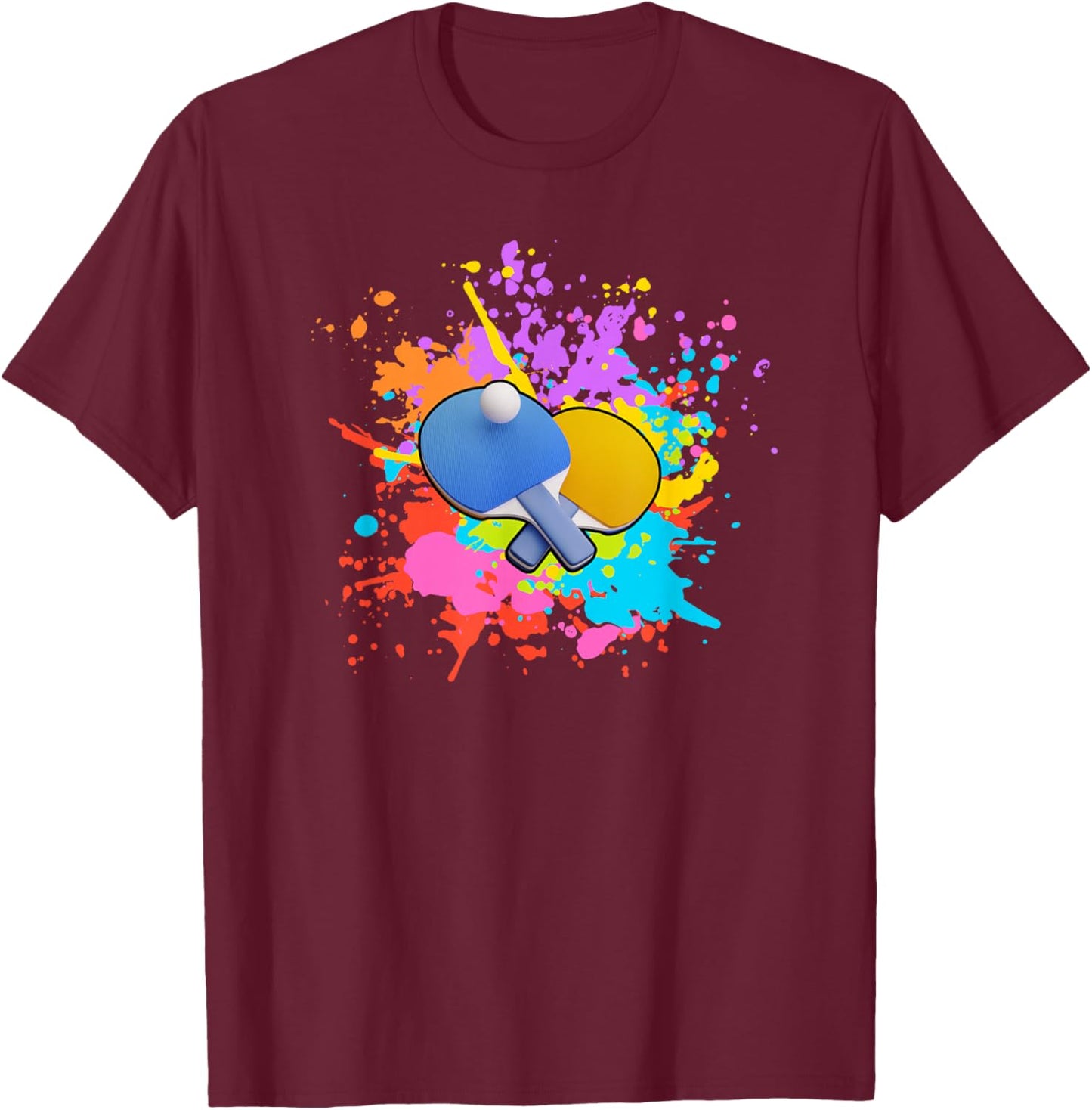 Paint Splash Table Tennis Ping Pong for Children Kids T-Shirt - T-Shirt | Maroon