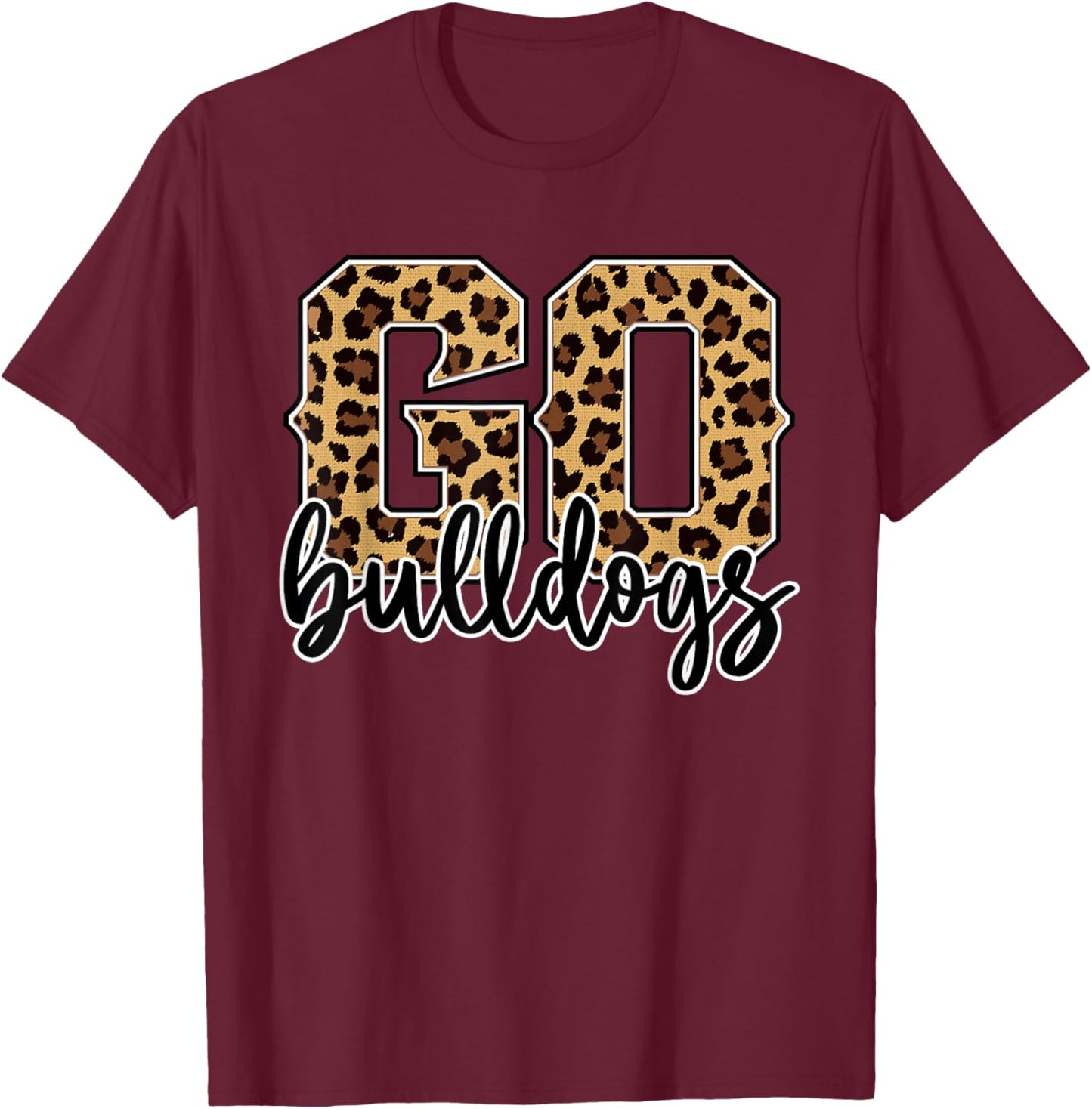 Braves Go Bulldogs Leopard Print Cheetah Graphic T-Shirt - T-Shirt | Maroon