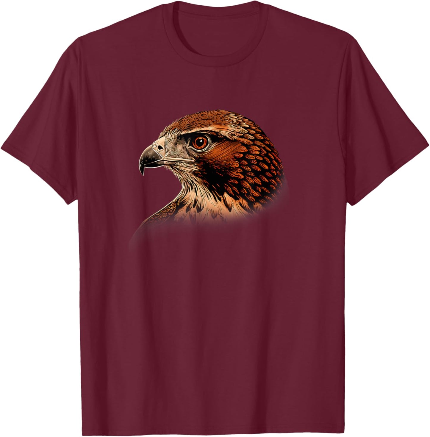 Curation Engine Red-Tailed Hawk - Women's Adult X-Small Black Short Sleeve Classic Fit T-Shirt - T-Shirt | Maroon