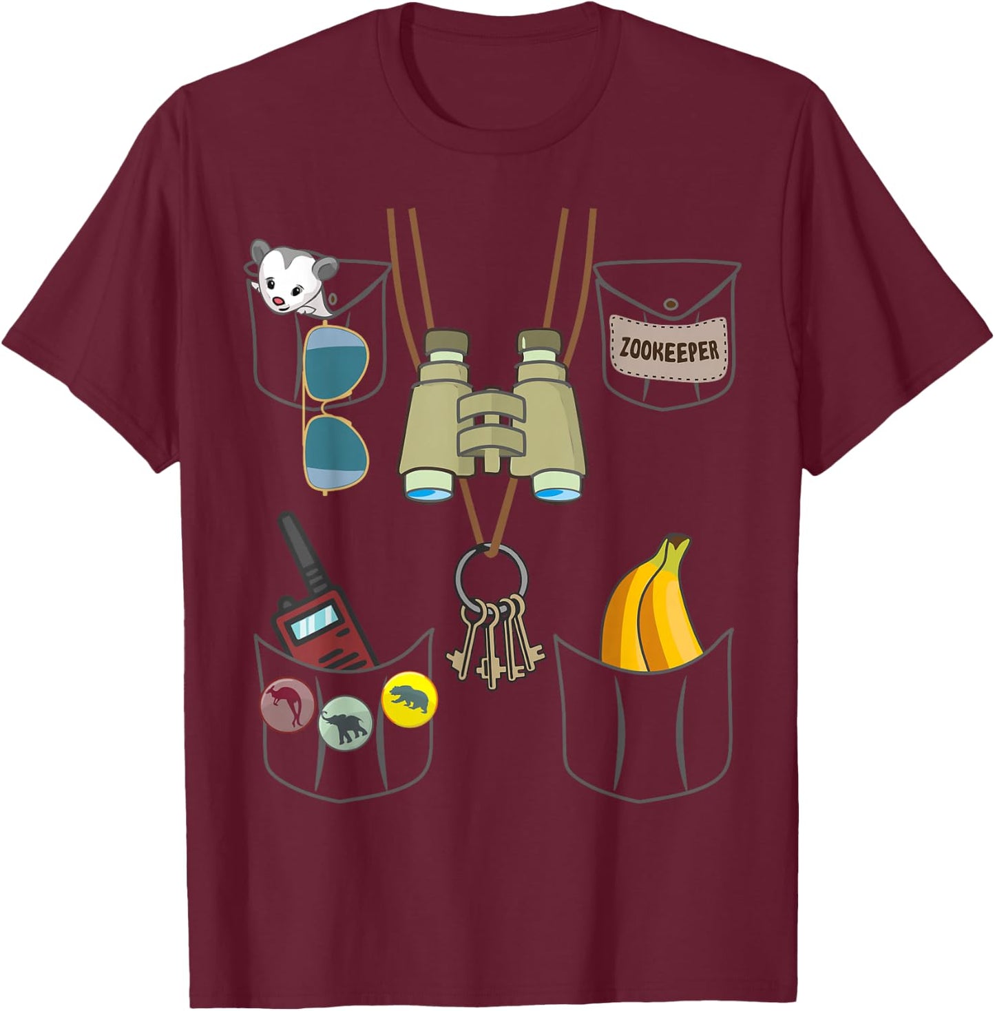 Zookeeper Halloween Jungle Safari Explorer Imitation Costume T-Shirt - T-Shirt | Maroon