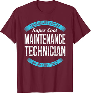 Maintenance Technician Gifts Funny by Maintenance Technician T Shirt Only for Adults, , Short Sleeve, Black, Small T-Shirt - T-Shirt | Maroon