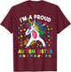 Autism Awareness Dabbing Unicorn Girl Proud Autism Sister T-Shirt - T-Shirt | Maroon